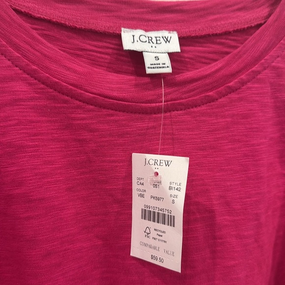 J. Crew Factory Knit tie-waist fuchsia hot pink dress small new with tags - Picture 4 of 10